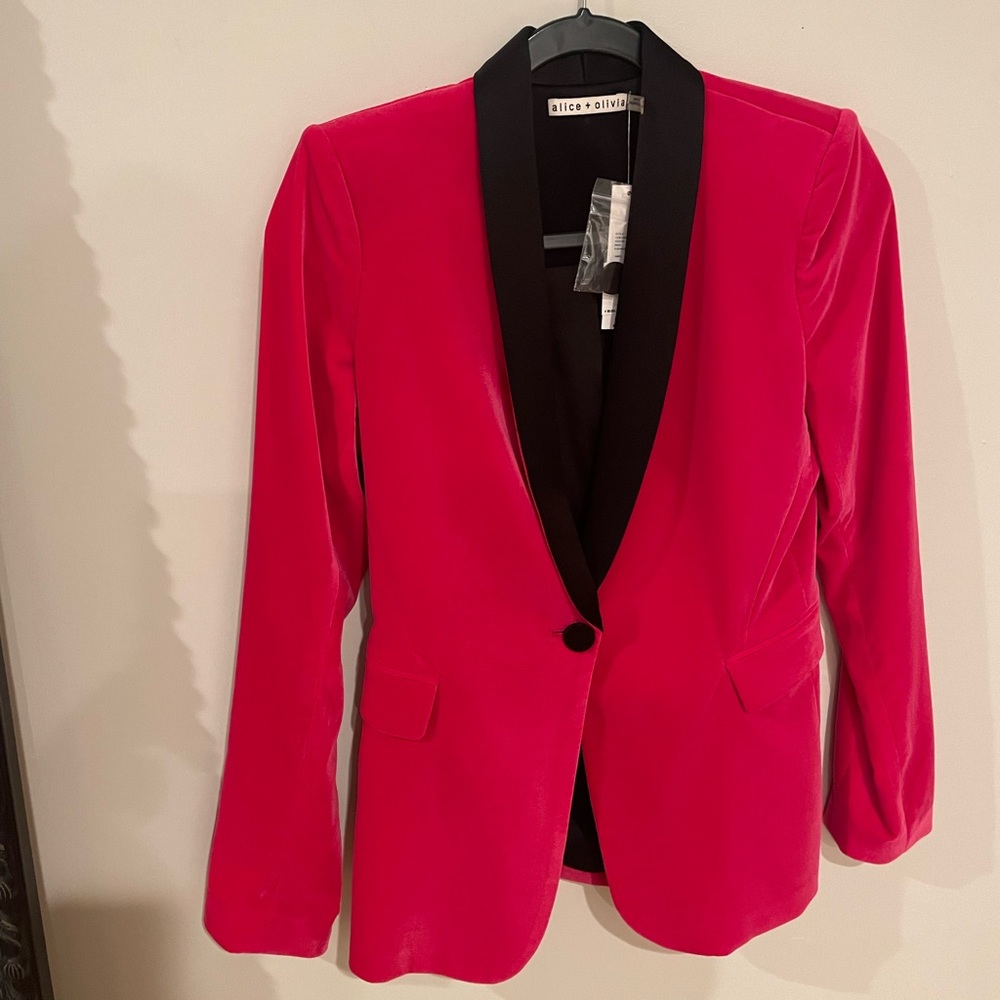 Alice + Olivia Pink Velvet Black Blazer 4
